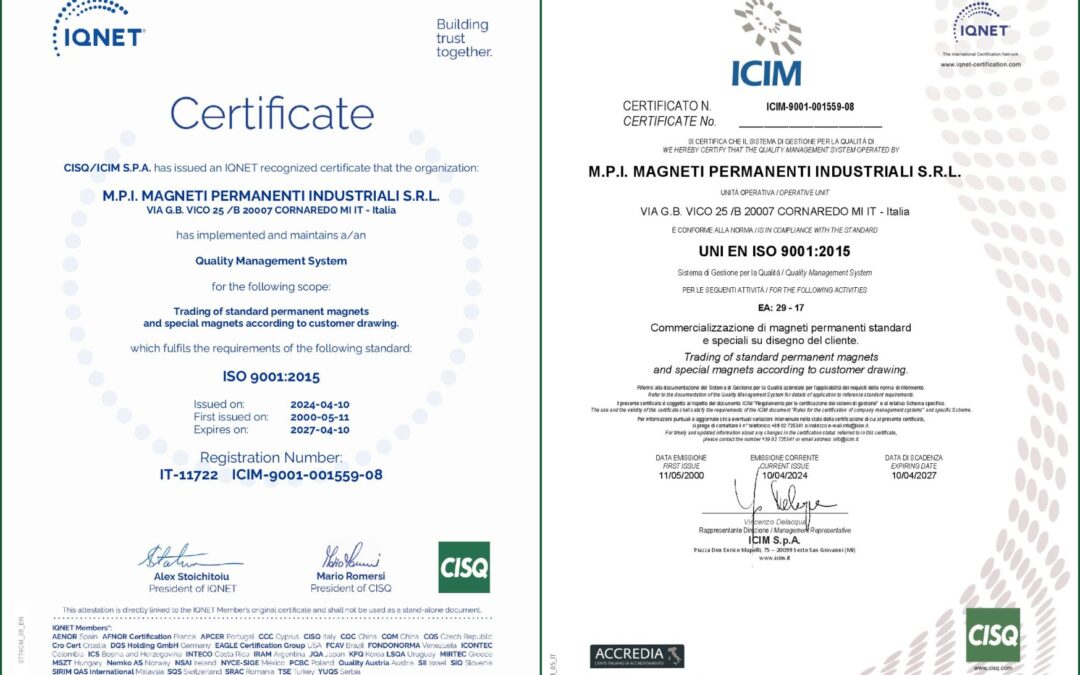 The Importance of the UNI EN ISO 9001:2015 for MPI